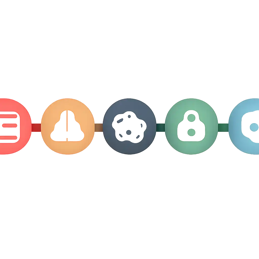 Five numbered circular icons connected by arrows in a horizontal flow, Common Mistakes and Safety steps, Slot Games