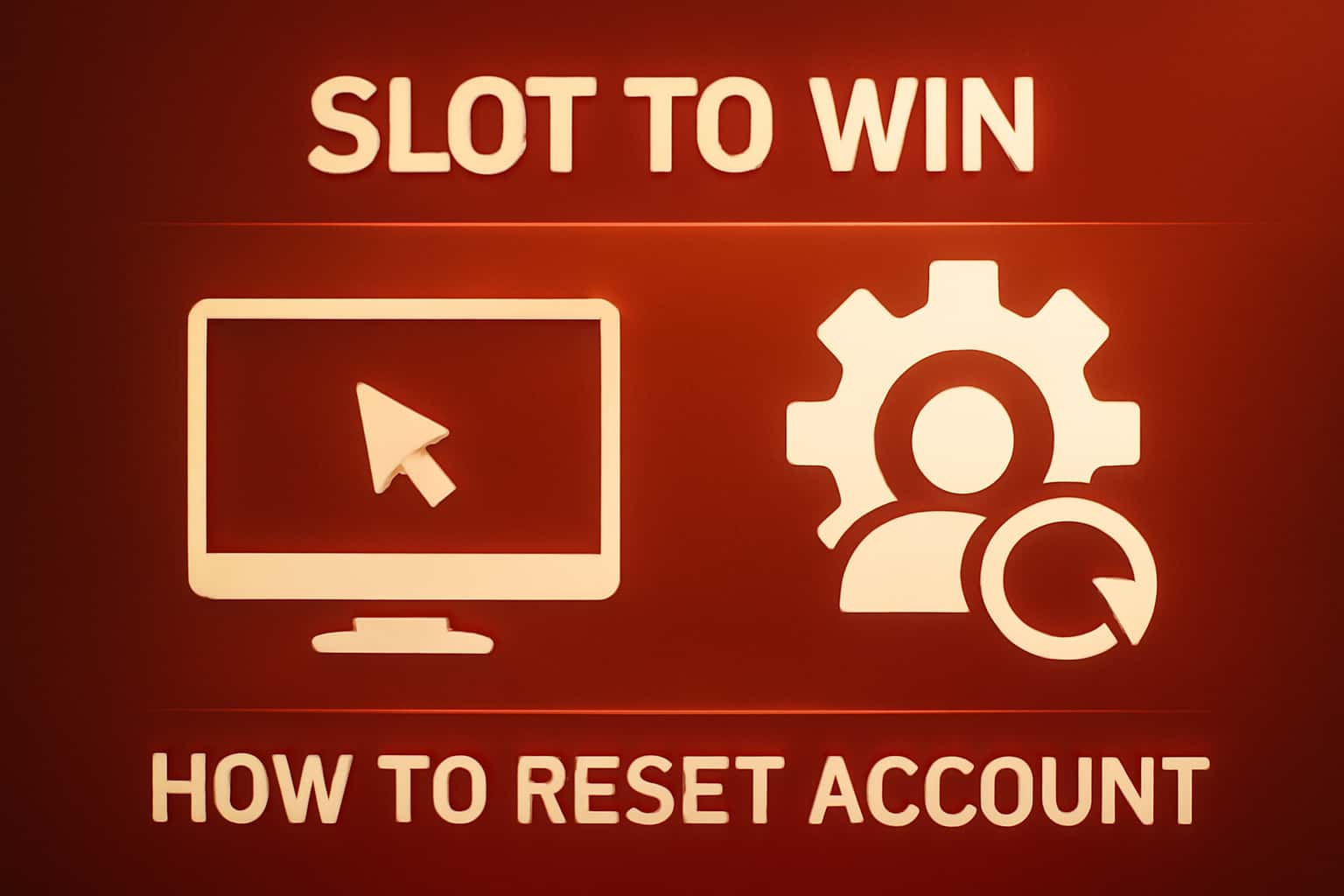 An informational scene depicting steps to reset a Slot To Win account, with #c4181a accents.