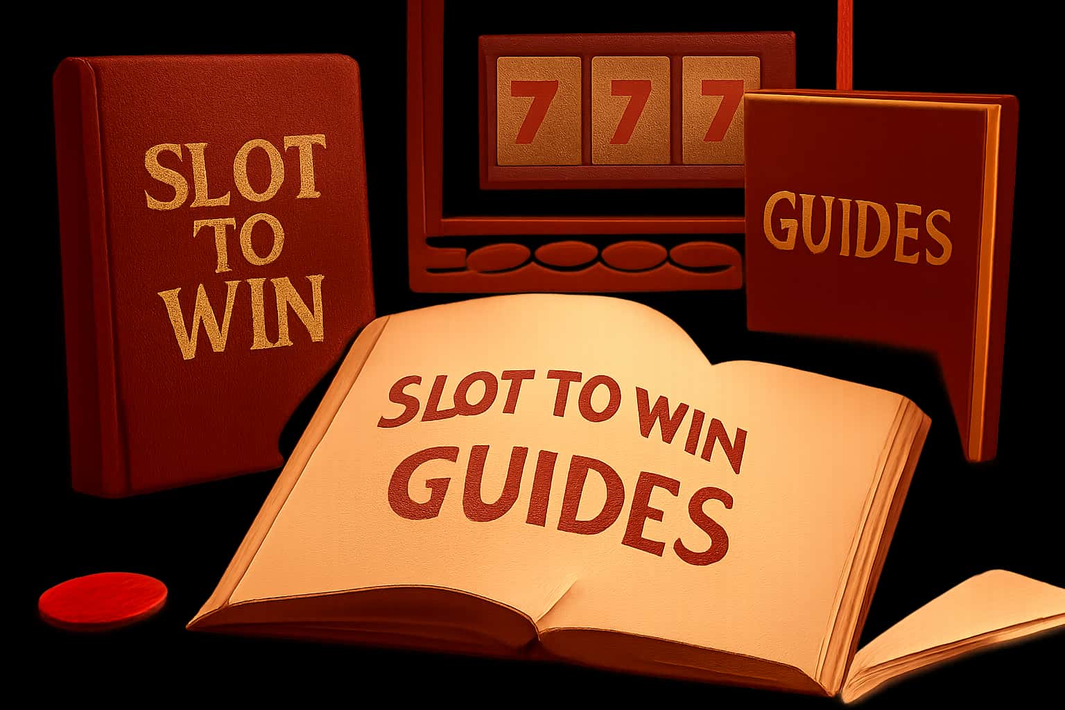 Informational scene showcasing Slot To Win Guides with a futuristic design.